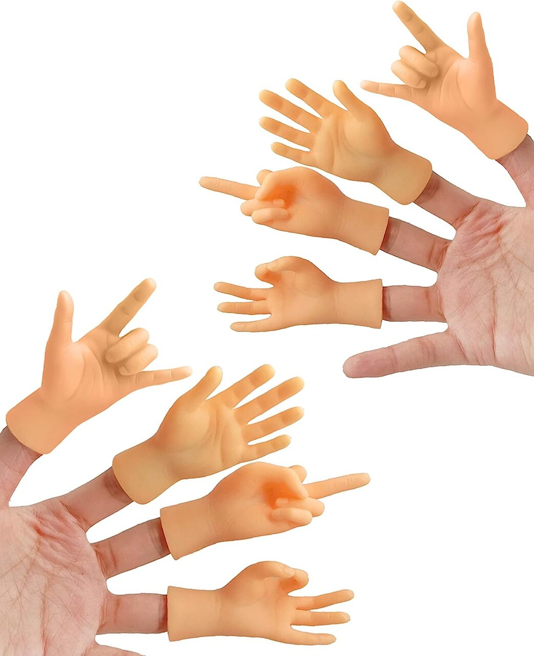 Tiny Hands Miniature Finger Puppets with Left and Right Hand, Party Favors, Educational, TikTok Toys, 8 Pieces (4 Mixed Style)